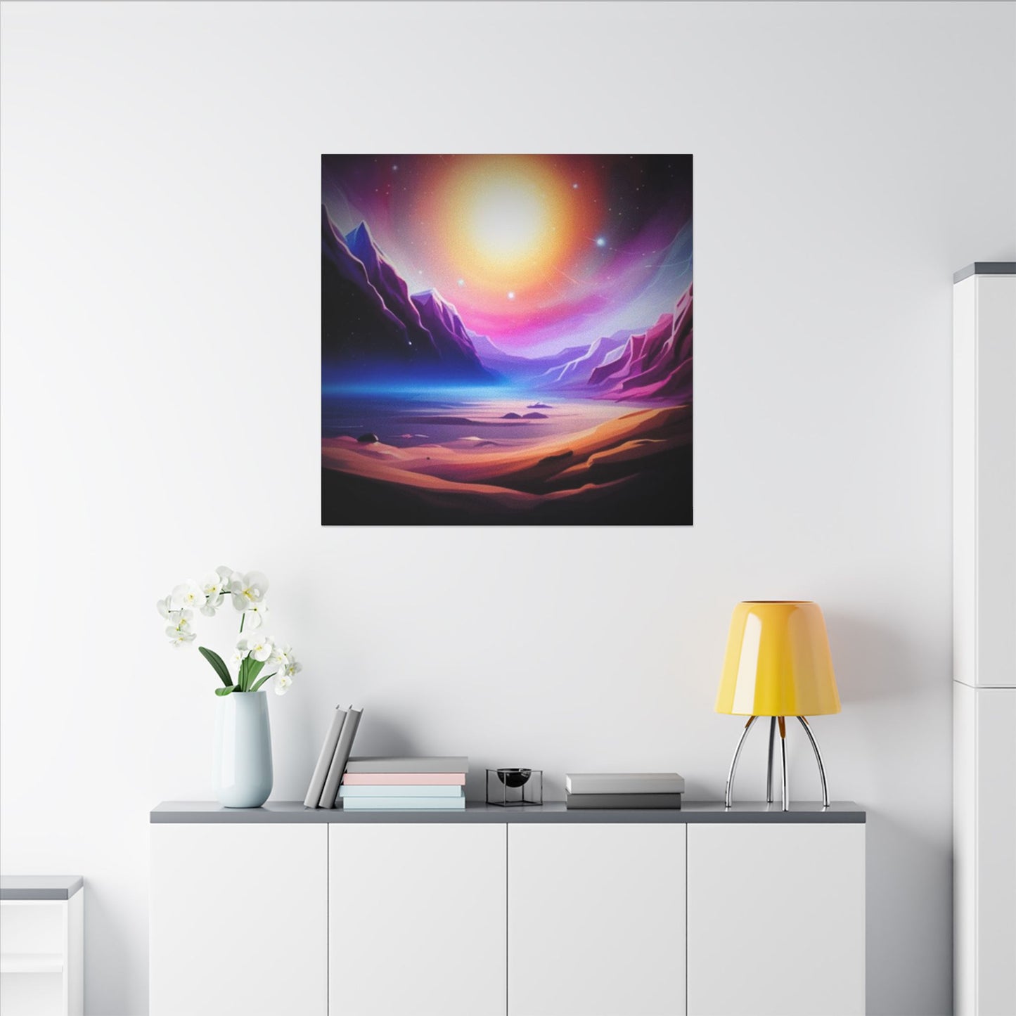GOOD KARMA. Stretched Canvas Art - Vibrant Sunset Landscape
