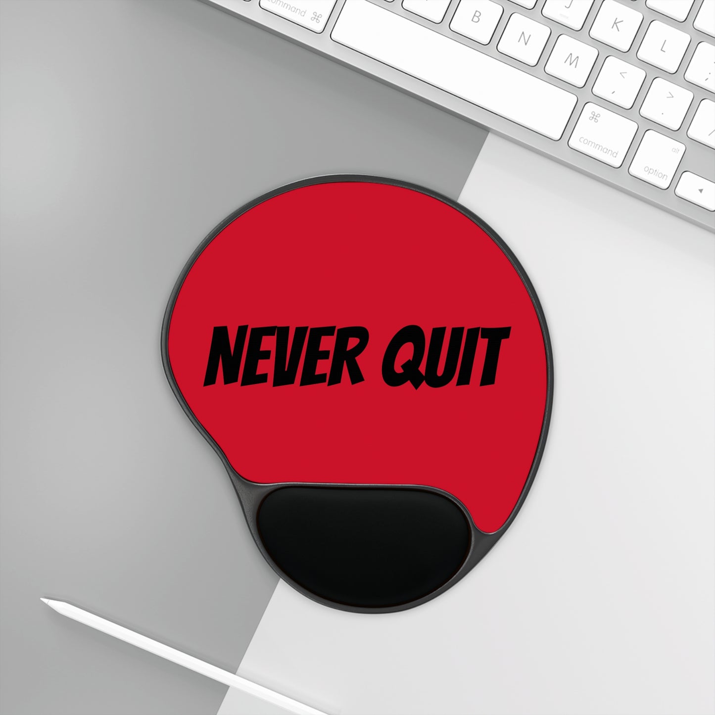 Motivational Mouse Pad with Wrist Rest - 'Never Quit' Ergonomic Desk Accessory