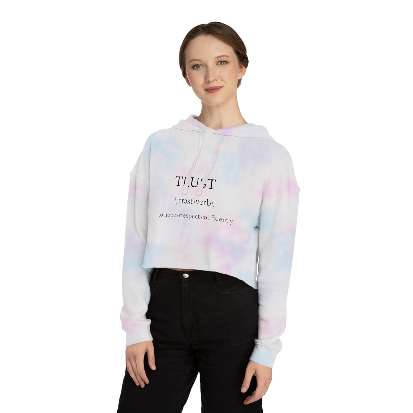 Women's Cropped Hooded Sweatshirt - Trust in the Lord Proverbs 3:5 Apparel