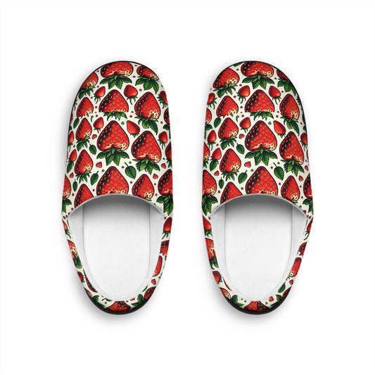 Strawberry Print Women's Indoor Slippers - Cozy and Cute for Home Comfort