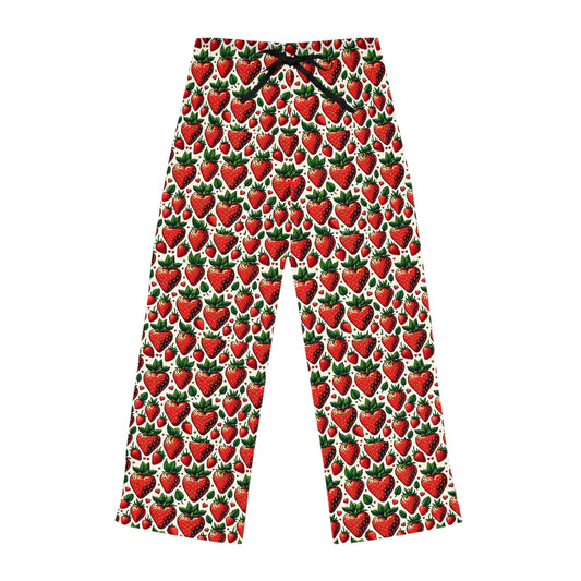 Cozy Strawberry Print Women's Pajama Pants for Relaxation and Sleep