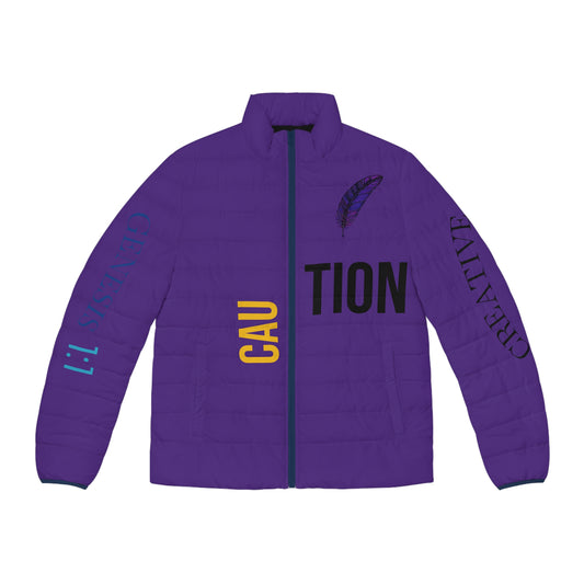 Trendy Men's Puffer Jacket (AOP) - Bold Graphic Design for Urban Adventurers, Streetwear, Outdoor Style, Unique Gift, Fall Fashion