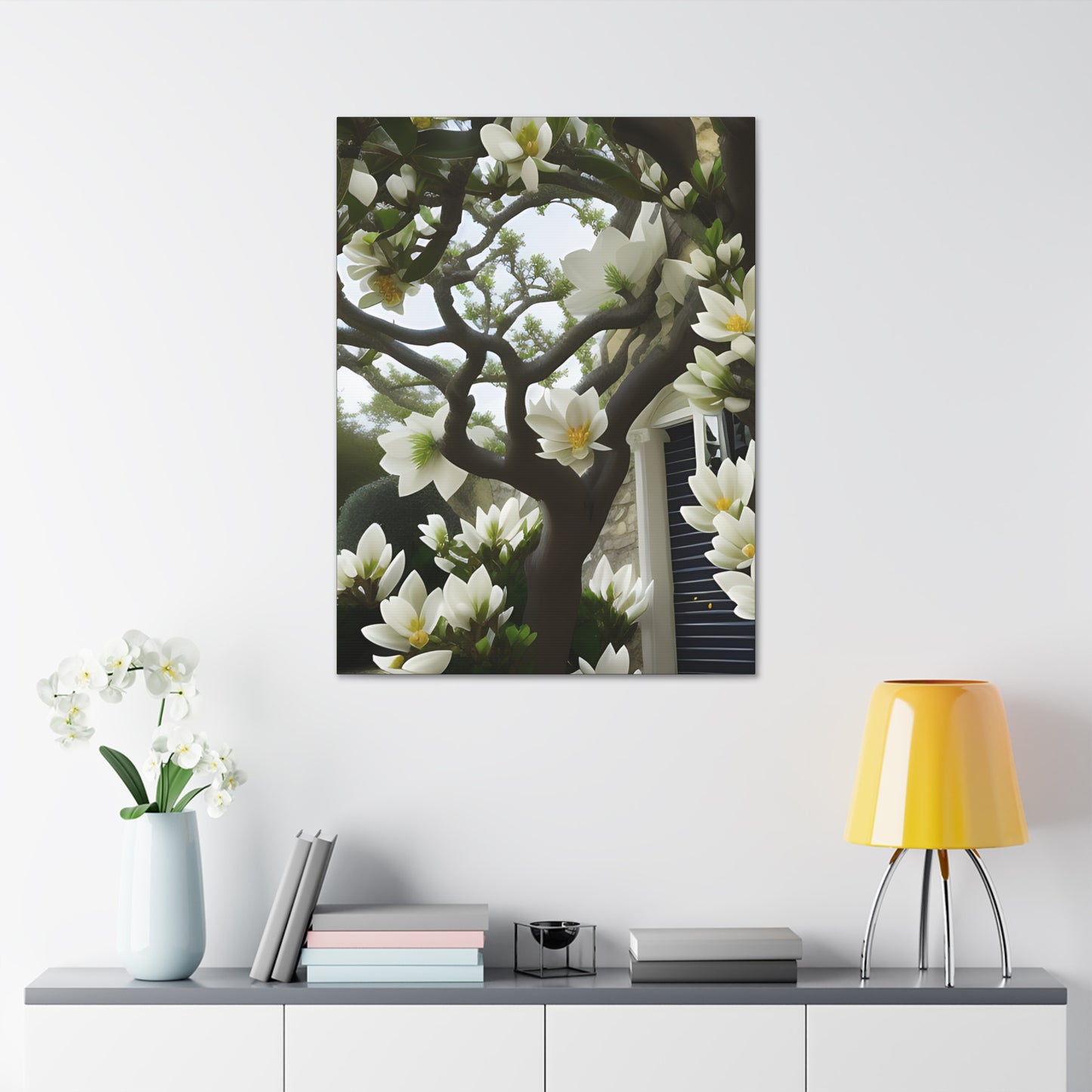 Floral Canvas Art Print - 1.5' Stretched Wall Decor with Magnolia Design