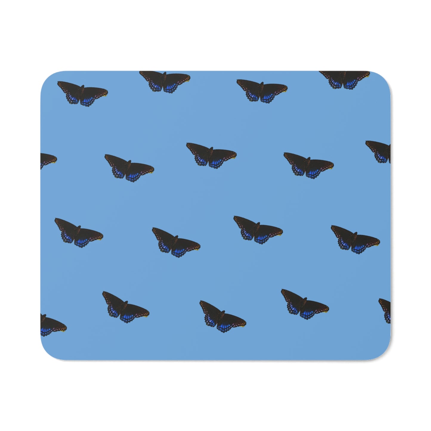 Butterfly Pattern Desk Mouse Pad - Vibrant Blue Office Decor for Nature Lovers