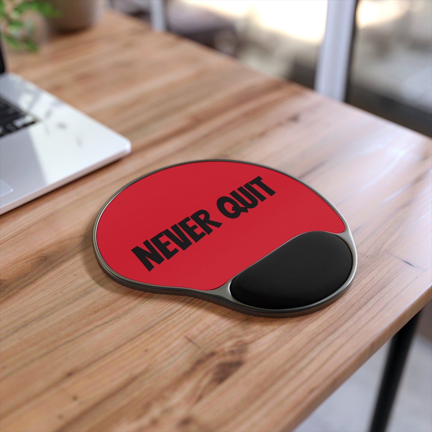 Motivational Mouse Pad with Wrist Rest - 'Never Quit' Ergonomic Desk Accessory