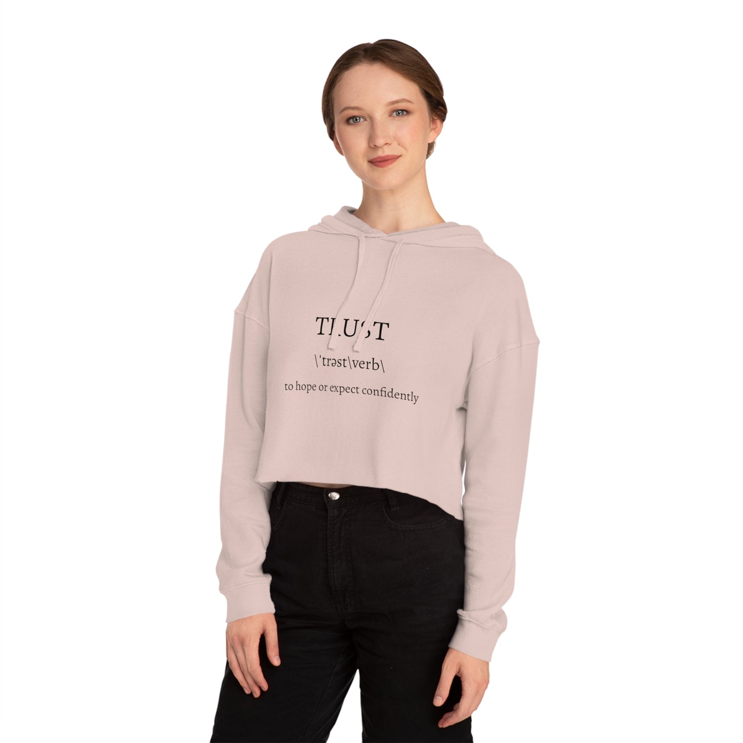 Women's Cropped Hooded Sweatshirt - Trust in the Lord Proverbs 3:5 Apparel