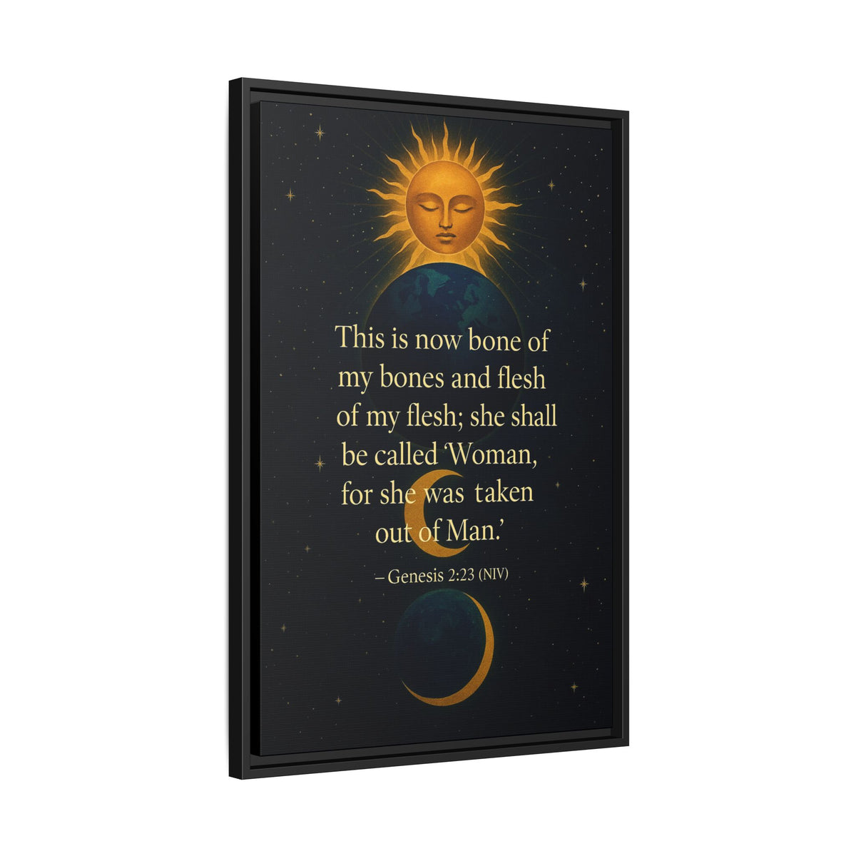 Sacred Wife Wall Art – Genesis 2:23 'She Shall Be Called Woman' Sun & Moon Bible Quote