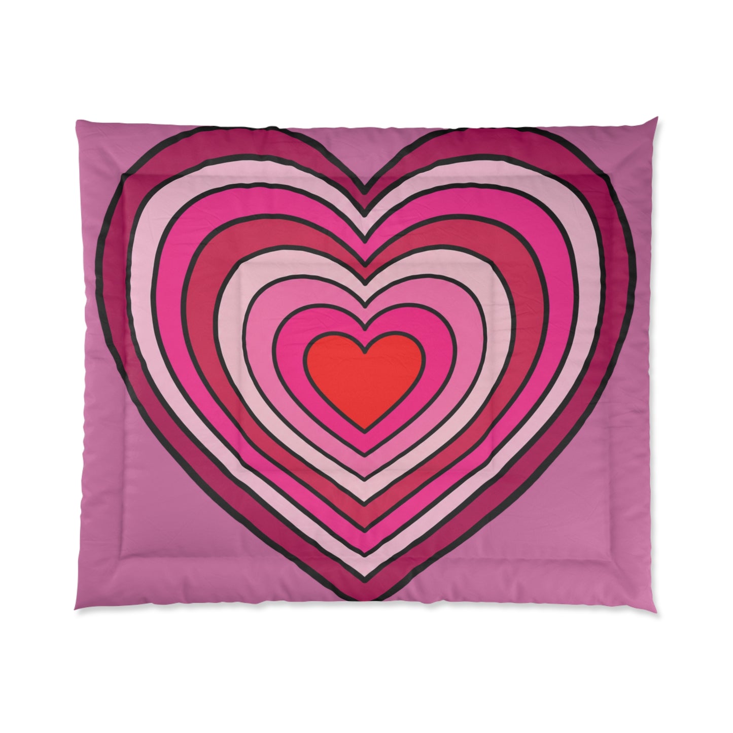 Heart Pattern Comforter - Pink Retro Layered Heart Bedding for Valentine's Day