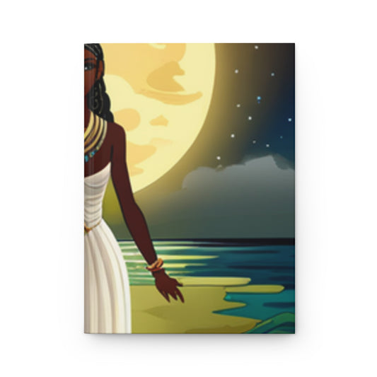 Bohemian Hardcover Journal - Moonlit Ocean Design for Dreamers