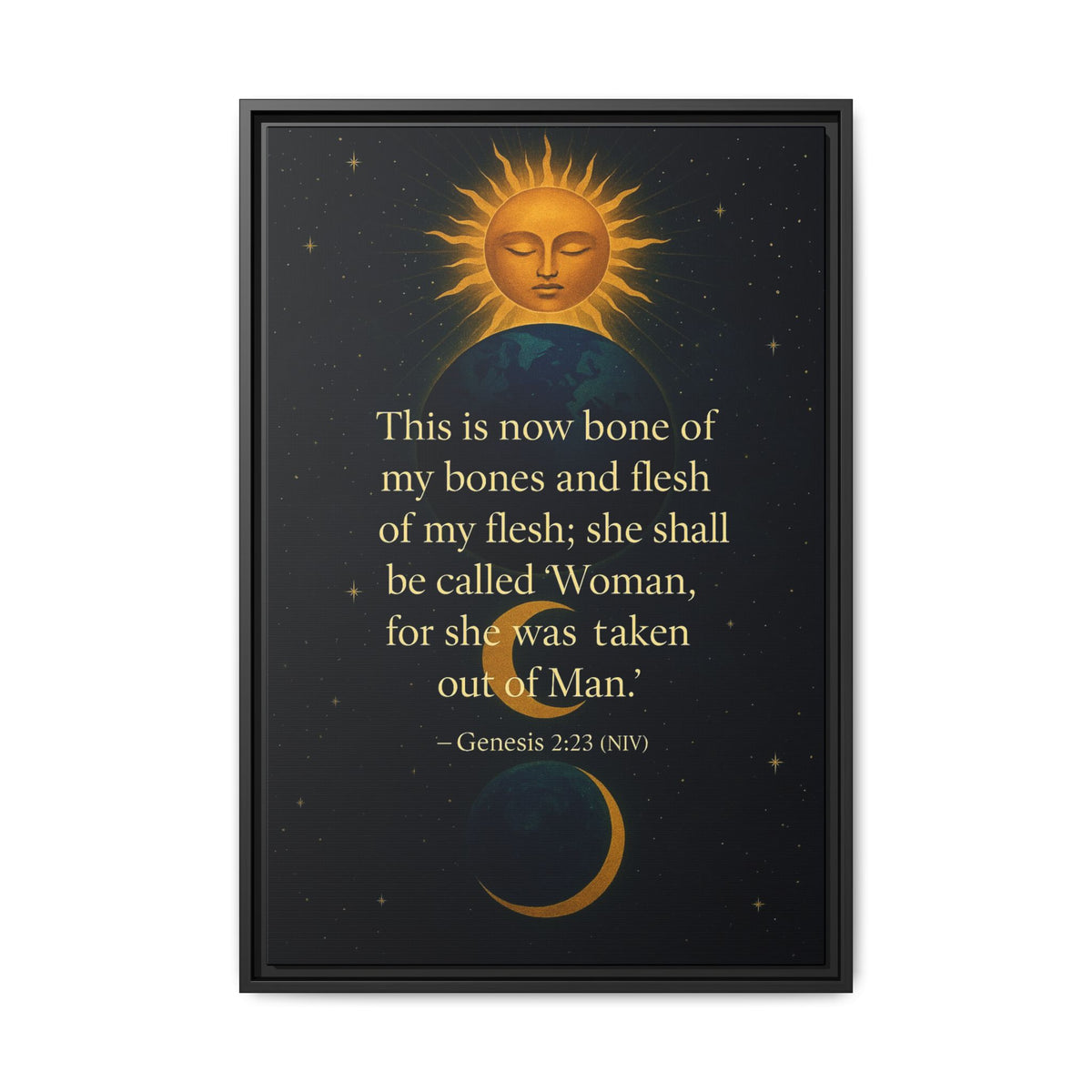 Sacred Wife Wall Art – Genesis 2:23 'She Shall Be Called Woman' Sun & Moon Bible Quote