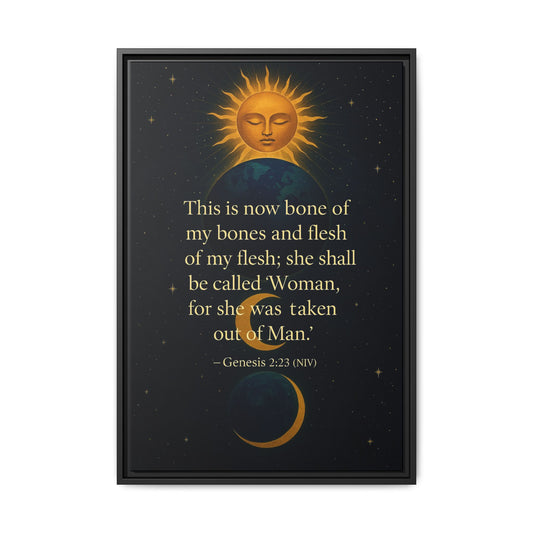 Sacred Wife Wall Art – Genesis 2:23 'She Shall Be Called Woman' Sun & Moon Bible Quote