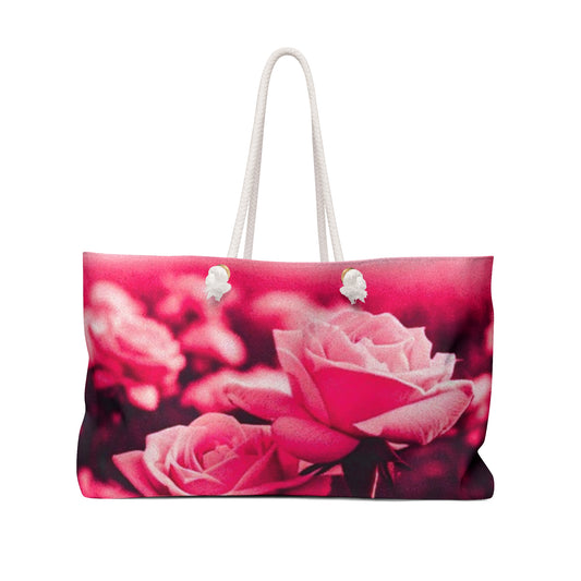 PINK Elegant Floral Weekender Bag – Perfect for Travel & Getaways
