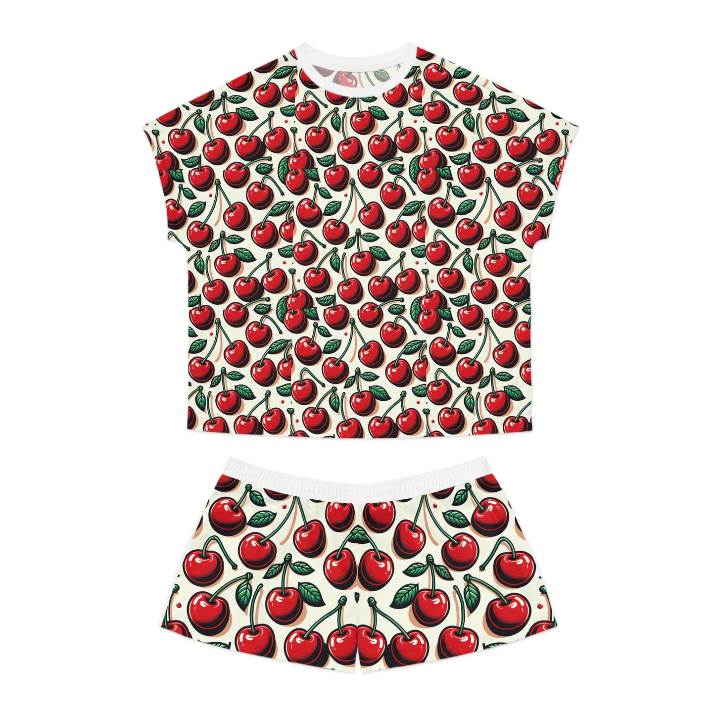 Cherry Print Women's Short Pajama Set - Cute & Comfy Sleepwear