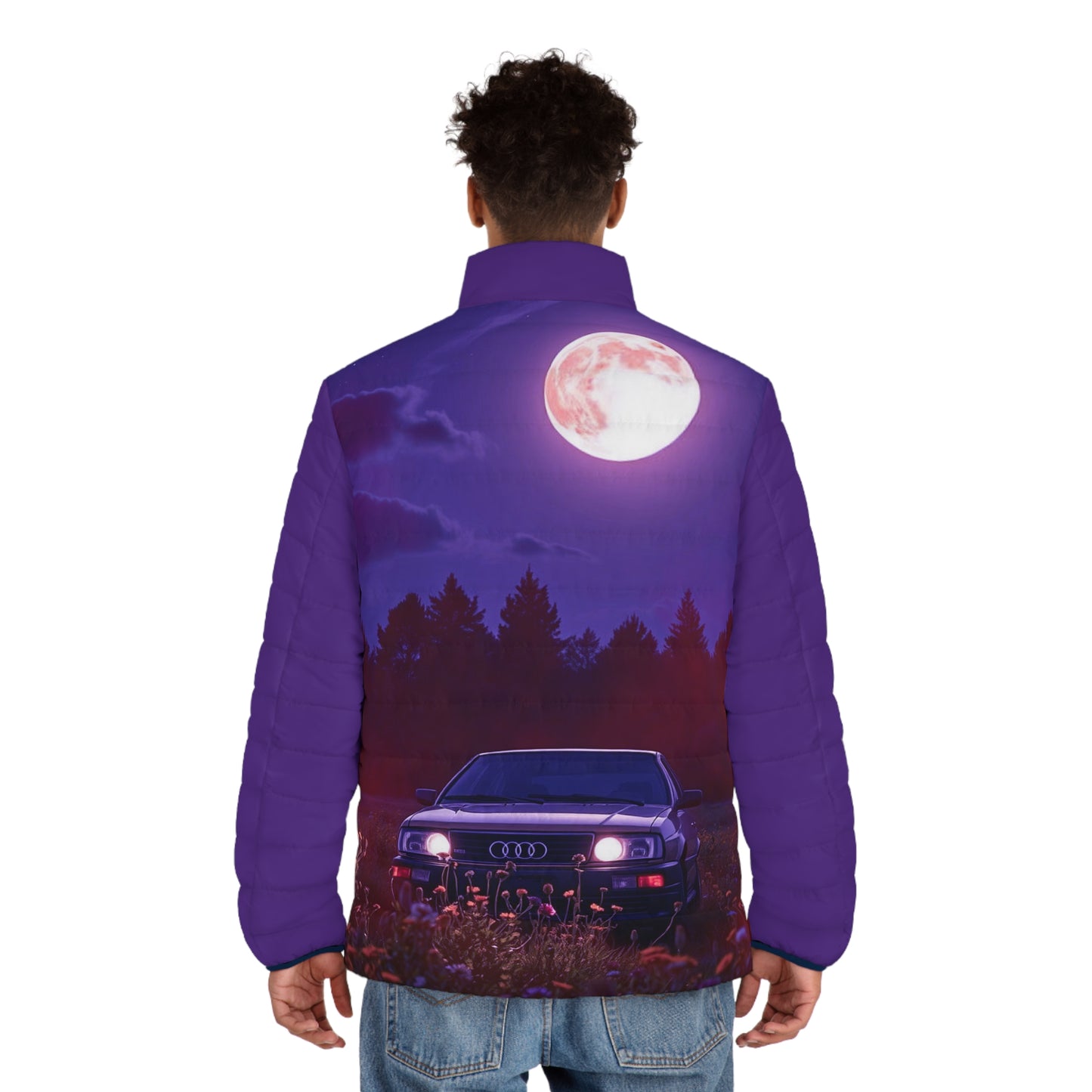 Trendy Men's Puffer Jacket (AOP) - Bold Graphic Design for Urban Adventurers, Streetwear, Outdoor Style, Unique Gift, Fall Fashion