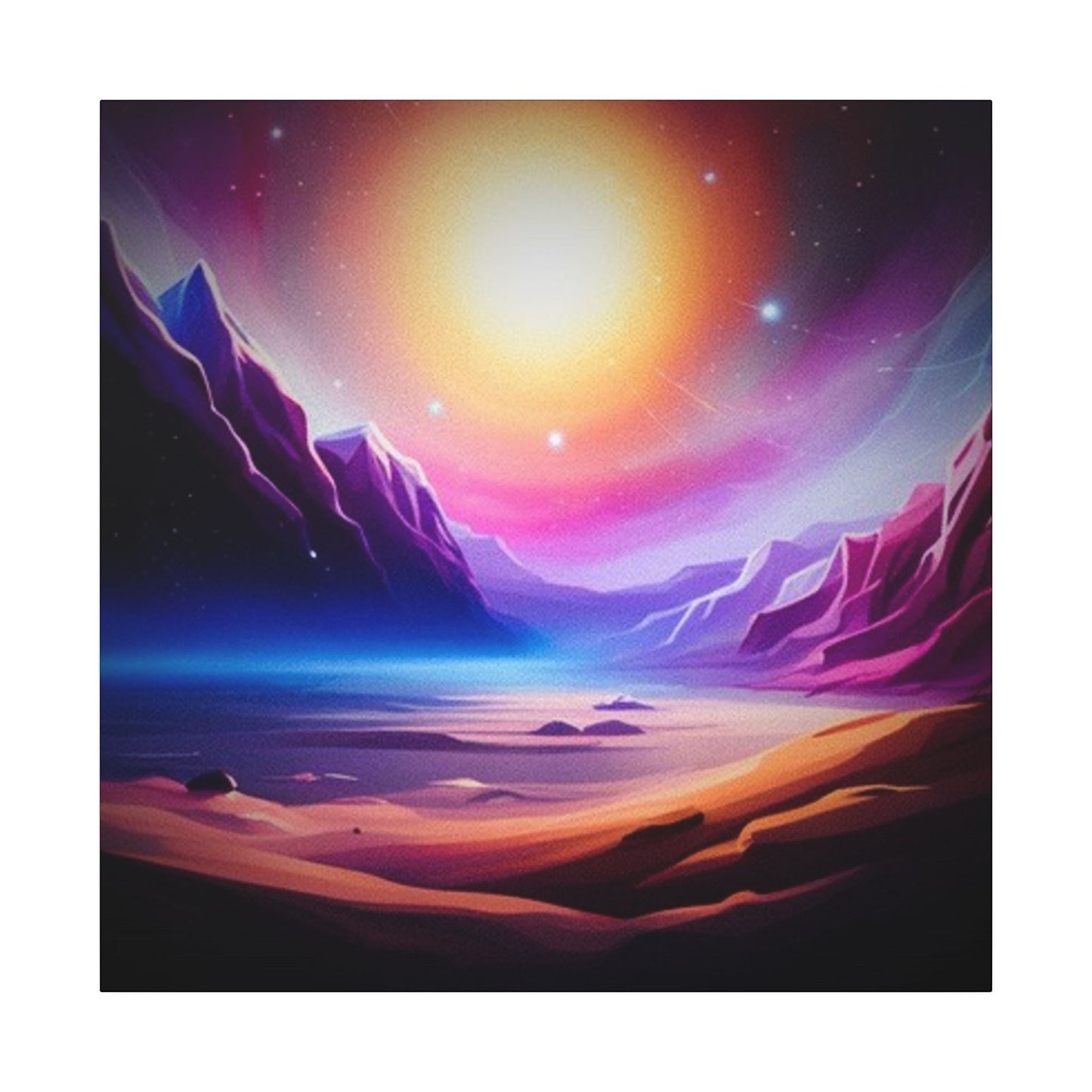 GOOD KARMA. Stretched Canvas Art - Vibrant Sunset Landscape