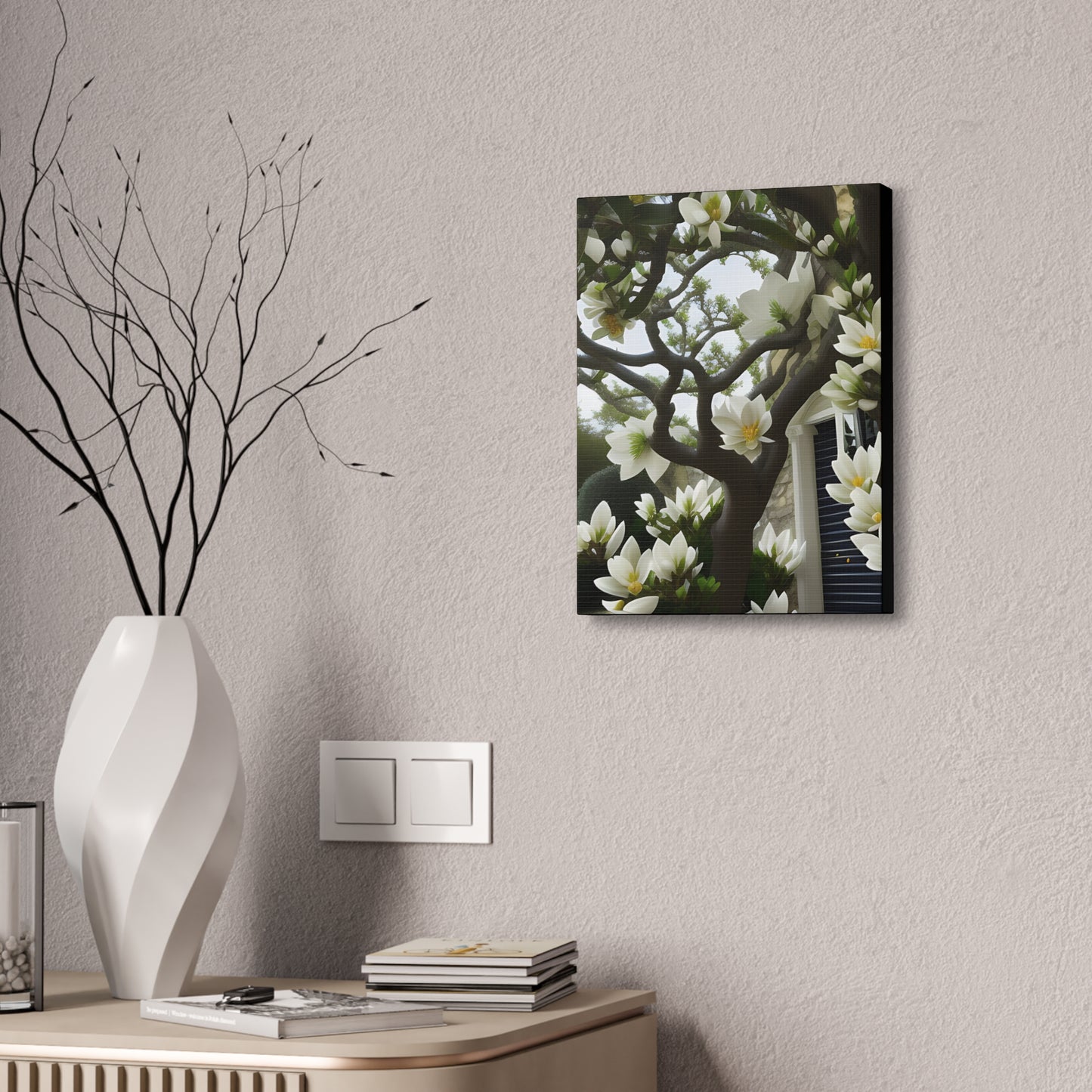 Floral Canvas Art Print - 1.5' Stretched Wall Decor with Magnolia Design