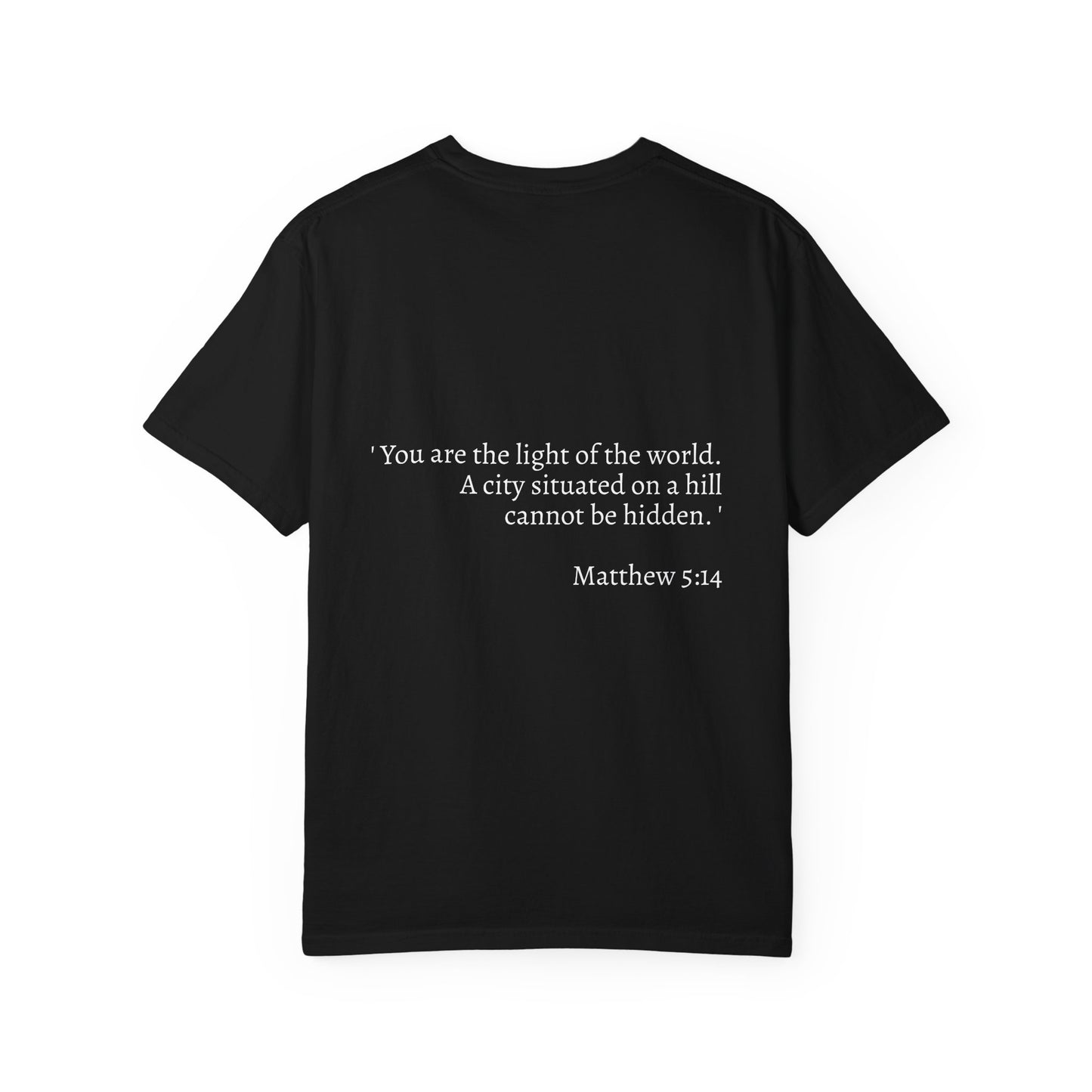 Sunset Cityscape Unisex T-Shirt - Inspirational Matthew 5:14 Design