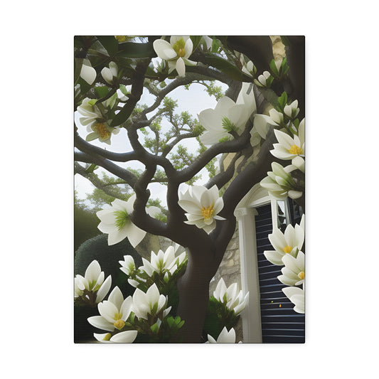 Floral Canvas Art Print - 1.5' Stretched Wall Decor with Magnolia Design